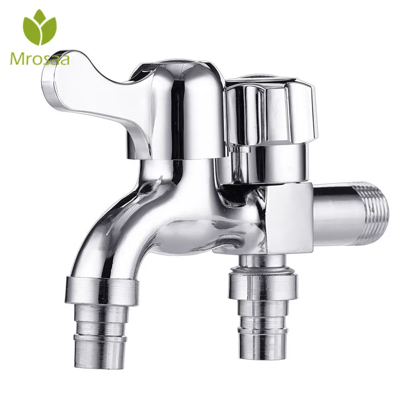 

Mrosaa Multi-function Double Outlet Taps Alloy Standard 1/2 Dual Connect Bathroom Washing Machine Faucet Mop Pool Garden Tap