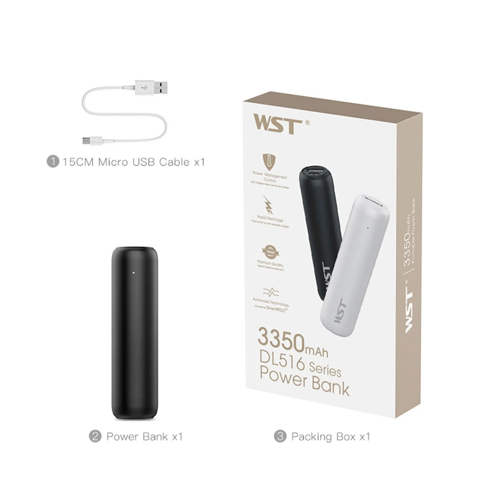 Внешний мини аккумулятор CASEIER 3350 мАч для Xiaomi USB портативное зарядное устройство