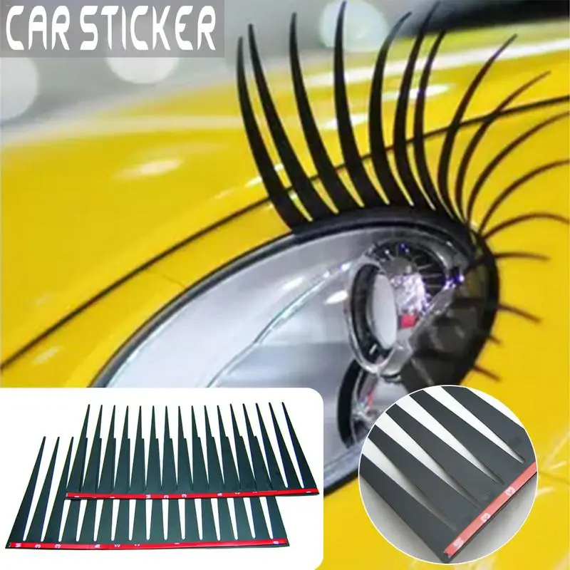 

2PCS Headlight Eyelash Car 3D Cute Sticker PC Material Eyelashes Car False Eyelashes Sticker Electric Eye Patch Car Accessories