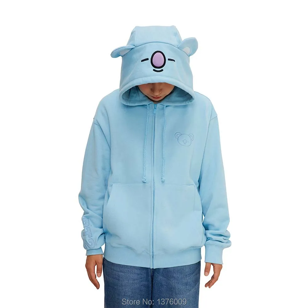 KPOP BTS мультфильм TATA Толстовка для женщин Повседневное толстовки на молнии BT21 Sudadera
