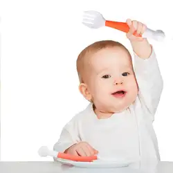 Детская обучающая посуда Flexional вилка ложка столовые приборы детские вилка для приема пищи-ложка набор