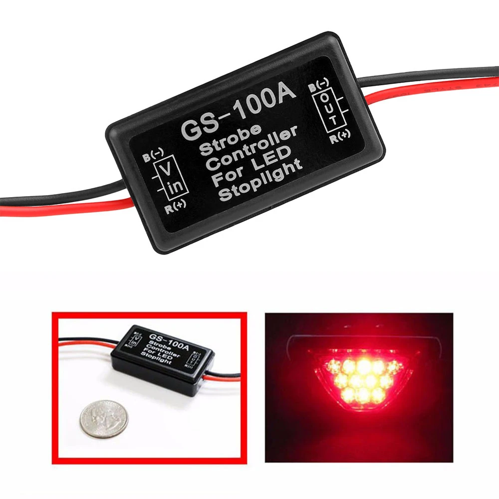

Vingtank Car Strobe Controller Brake Light Flasher Module Flashing Back Rear Brake Light LED Flash Tail Stop Car Accessories