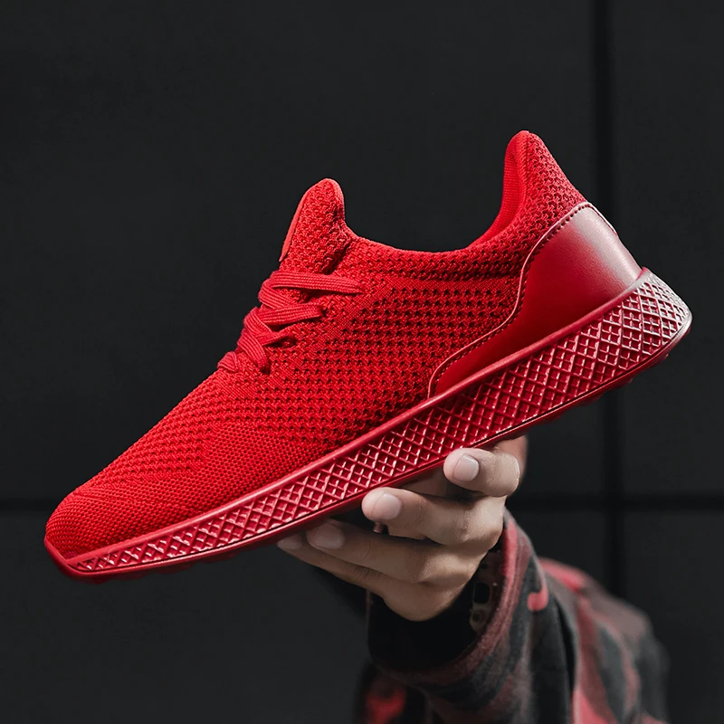 2019 New Breathable Mesh Man Running Shoes Lightweight red black Jogging Walking Sport Shoes Male Footwear Trainer Sneakers Men