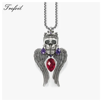 

Link Chain Necklace Skull King, Fashion 925 Sterling Silver Jewelry European Vintage Kolye Gift For Men Women Boy Girls 2018 New
