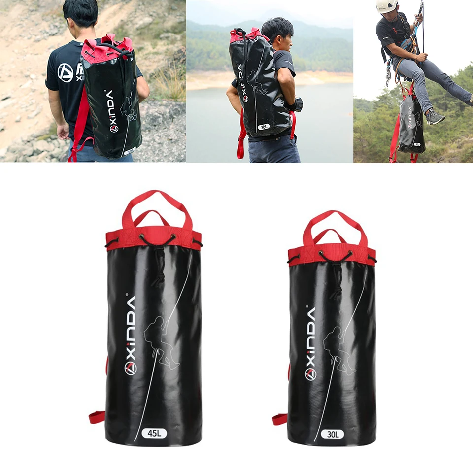 Sac à Corde D'escalade - Rouge Et Noir, Dimensions 33x21,5x37 Cm, Nylon