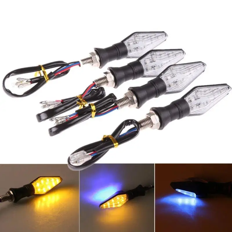 Onever 4pcs Universal Motorcycle Turn Signal Light Double-sided Lighting 12V Super Bright LED Bulbs for Motorbike Off Road |