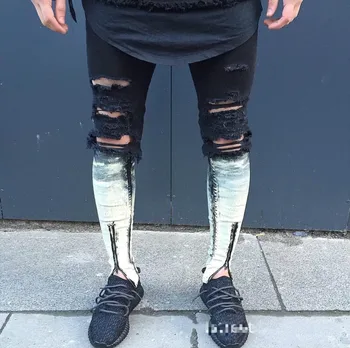 

Skinny Jeans for Men Color Matching Denim Jeans Men Fashion Streetwear