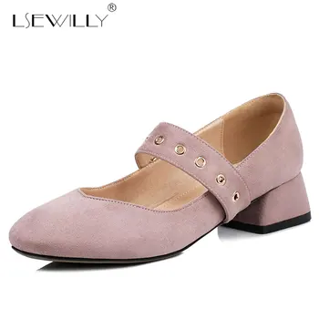 

Lsewilly 4 Colors Size 33-43 Concise Women High Heel Shoes Women Metal Thick Heel Pumps Square Toe Shoes Women Footwears E529