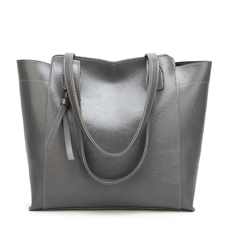 

Oil Wax Leather Shoulder Bag Shopping Bags Women Luxury Big Tote Bag Large Capacity Female Casual Handbag For Ladies Black Color