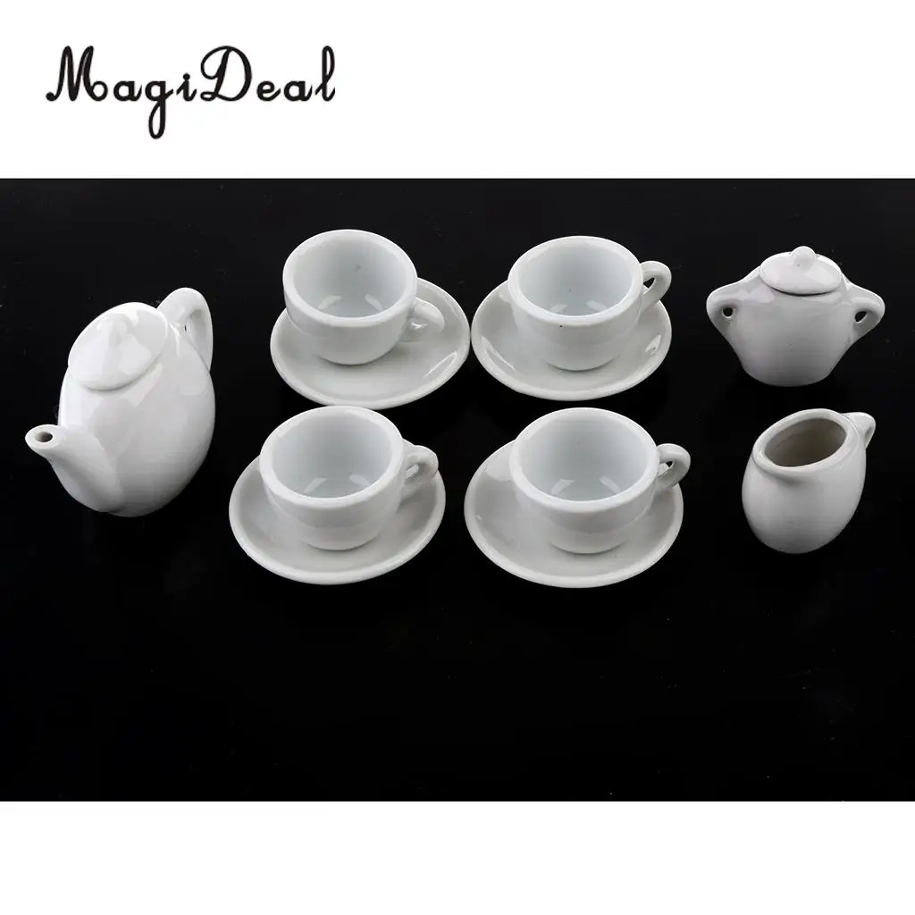 Лот из 11 белых фарфоровых кукольных домиков миниатюрный кофейный молочный чайный набор для кукол аксессуары для ресторана посуда мебель Декор