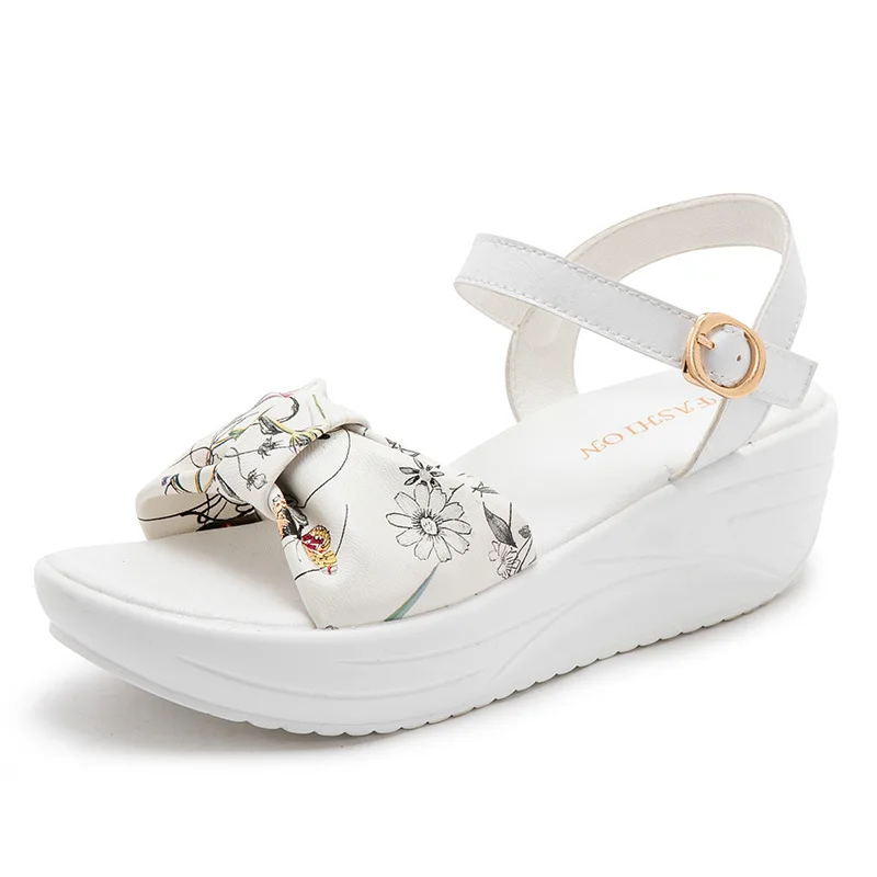 

SWONCO Chunky Sandals Women Summer Shoes 2019 New Leisure Casual Shoes Female Floral Swing Shoe Sandals Platform Women Footwear