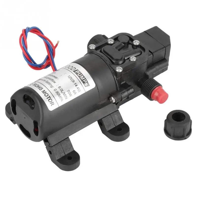 DC 12V 70W самовсасывающий насос 0.9Mpa 6LMin воды высокого давления мембранные насосы