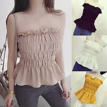 

Fashion Ladies Womens Off Shoulder Bodycon Blouses Strapless Shirts Summer Top Shirt Clothes