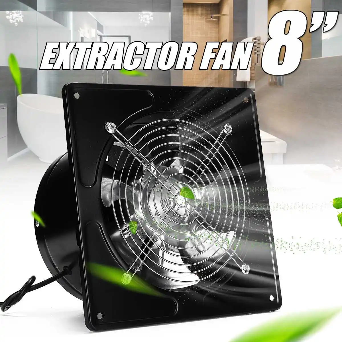 

8'' 80W Silent Wall Extractor Ventilation Fan Bathroom Kitchen Window Toilet High Speed Ventilator Industrial Exhaust Panel Fan