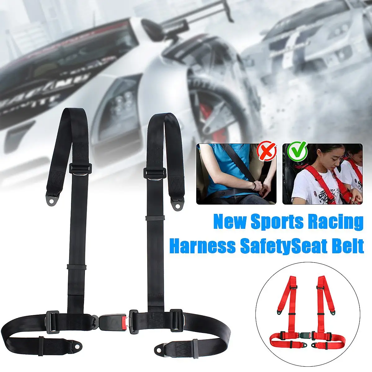

Sports Racing Harness Safety Seat Belt Universal 3 4 Point Fixing Mounting Auto Car Safety Seat Belt Buckle Harness