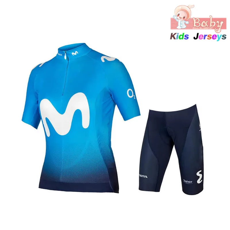 

2019 Movistar Pro Team Kids Short-sleeved Cycling Jersey Suit Ciclismo Bicycle Suit MTB Bicycle Jersey Uniform Cycling Clothing