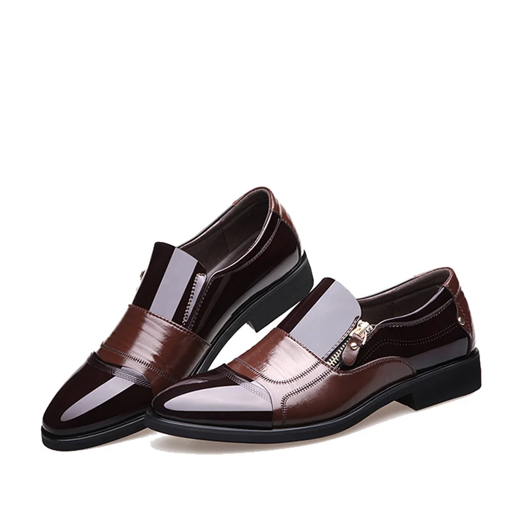 IMAXANNA/Мужская обувь; кожаные лоферы из лакированной кожи на молнии; Роскошные Дизайнерские Мужские модельные офисные туфли; итальянские мокасины; большие размеры 38-48