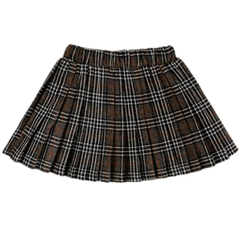 

Girls Autumn Winter New Pattern Woolen Lattice Casual Princess Skirt