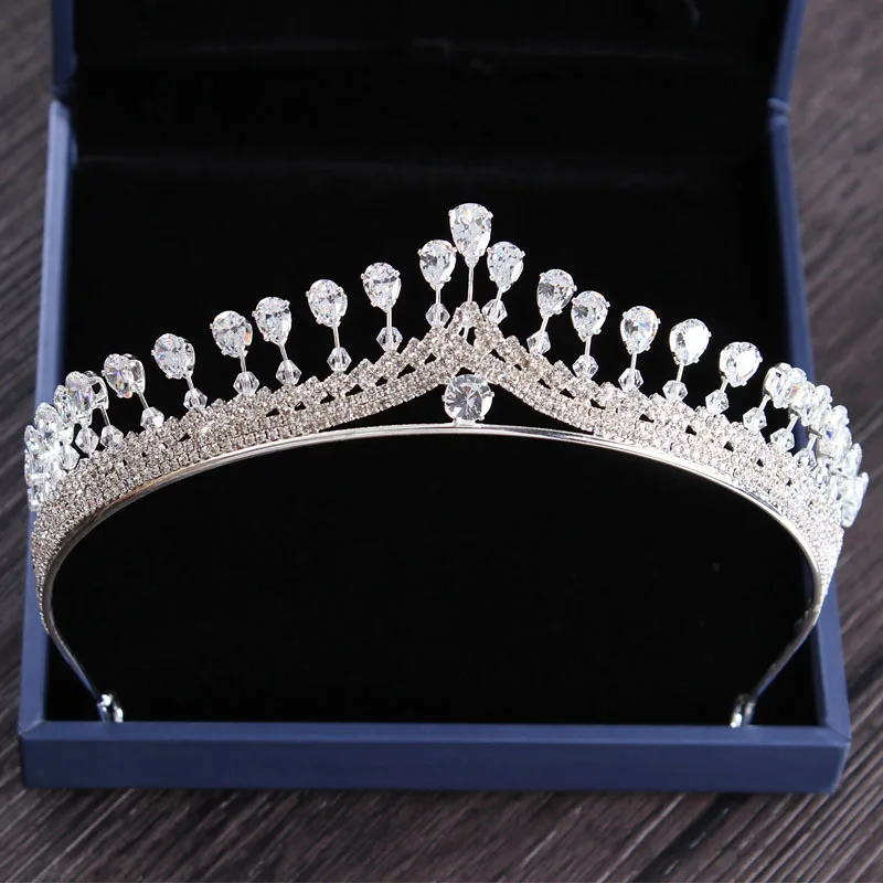 Rosebridalpark Neue Silber Vintage Königin Zirkonia Kristall Tiaras Und Kronen Stirnband Für Frauen Braut Hochzeit Kleid Haar Schmuck