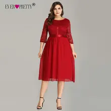 Ever Pretty бургундские коктейльные платья размера плюс женские элегантные кружевные трапециевидные элегантные платья для вечеринки EZ07641