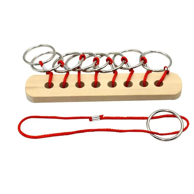 1pcs Rope Ring Puzzles Toy Mind Game Intelligence Wooden Brain Teaser