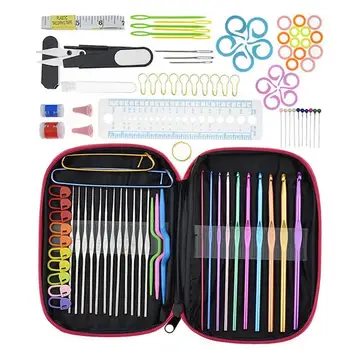 

DIY Aluminum Crochet Hooks Sweater Knit Weave Craft Sewing Needles Set Kit 100pcs With Yarn Knitting Needles Sewing Tools