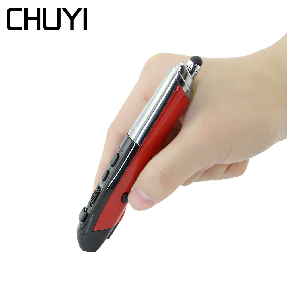 

CHUYI Wireless Pen Mouse Multi Function PPT Pointer Laser Touch Pen Mice Adjustable 800/1200/1600DPI Mini Mause For Laptop PC