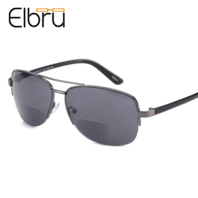 

Elbru Half Frame Pliot Bifocal Reading Glasses Men Driving Sun Glasses Presbyopic Glasses Hyperopia Eyewear With Case