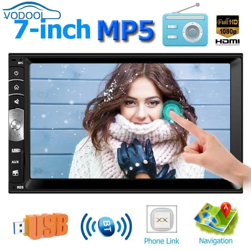 

Universal 7.0 Inch Touch Screen 2DIN Car Stereo MP5 Player Bluetooth RDS AM FM Radio Car Multimedia Player