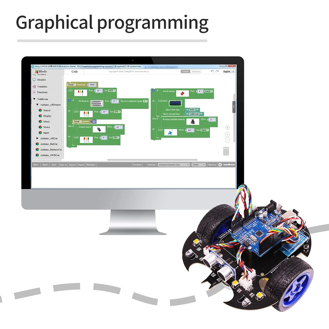  Bat Smart Robot Car Project Complete Starter Tutorial High Tech Programmable Toy for Arduino (Inclu - 32968600346