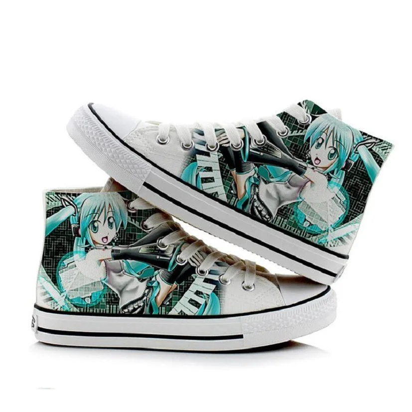 

Japanese Anime Cosplay Hatsune Miku Casual Canvas Shoes Daily Miku Plimsolls Costumes Lace Up Unisex