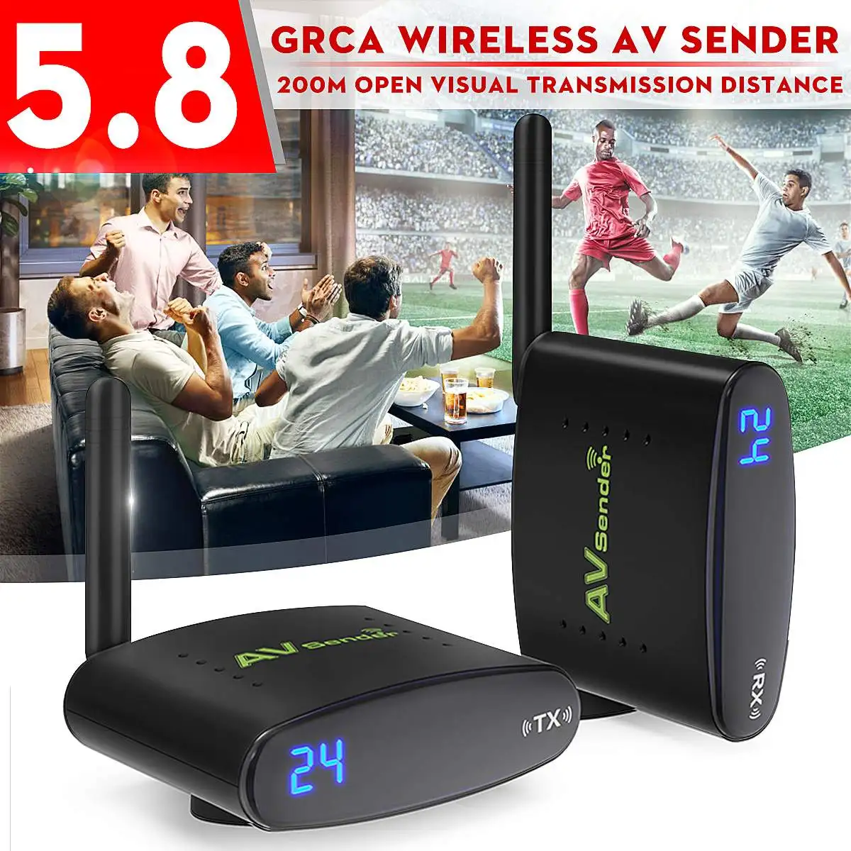 

AC100-240V 5.8GHz 24CH Wireless AV Sender Video Audio Transmitter RCA Receiver HDAV 200M Support 4 groups of channels