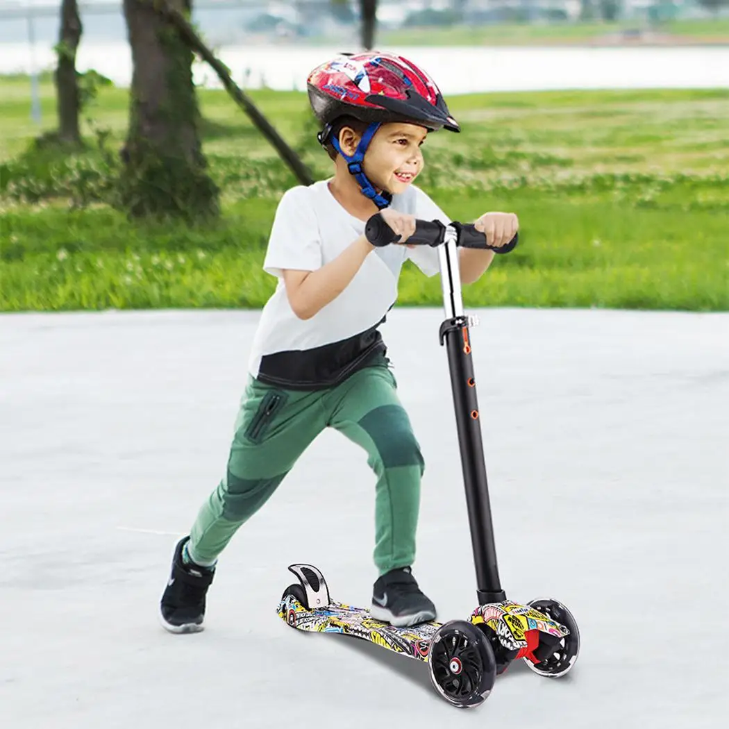 ANCHEER Children Scooter PU Flashing 3 Wheel Kids Scooter Adjustable Height Outdoor Skateboard Patinete Gift for Children Kids