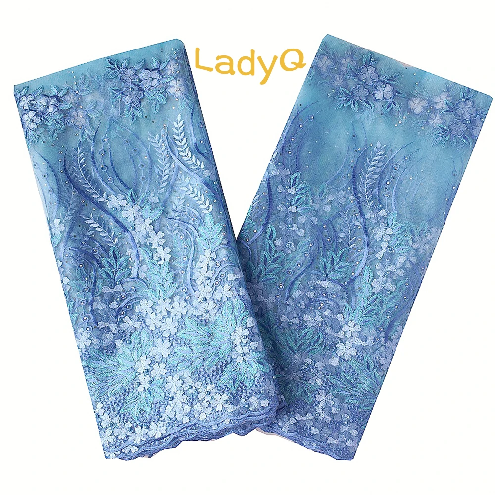 

LadyQ Powder Blue African French Lace Fabric High Quality 2018 African Fabric Swiss Lace Yellow Nigerian Green Lace Fabric