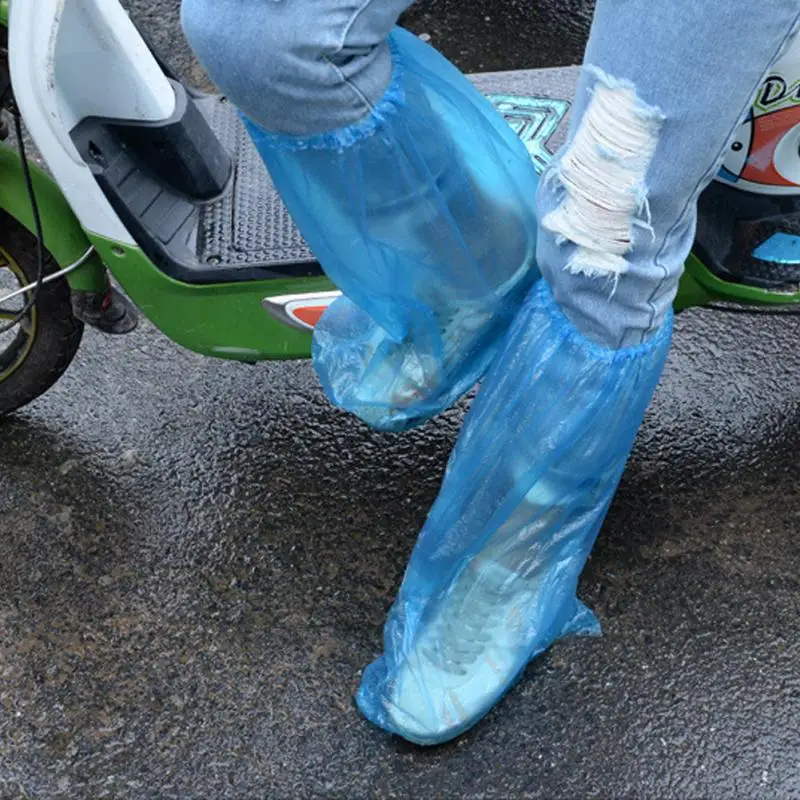 

5 Pairs Waterproof Thick Plastic Disposable Rain Polypropylene Shoe Covers High-Top Anti-Slip For Women Men~