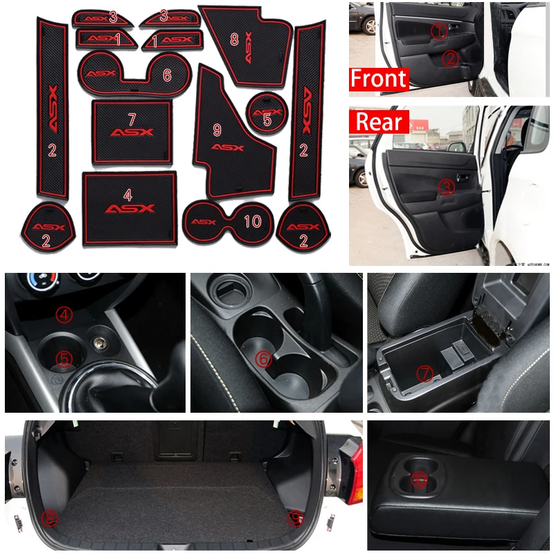 15X для Mitsubishi ASX 2013 2014 2015 автомобиля внутренняя Гейт игровой коврик Нескользящая