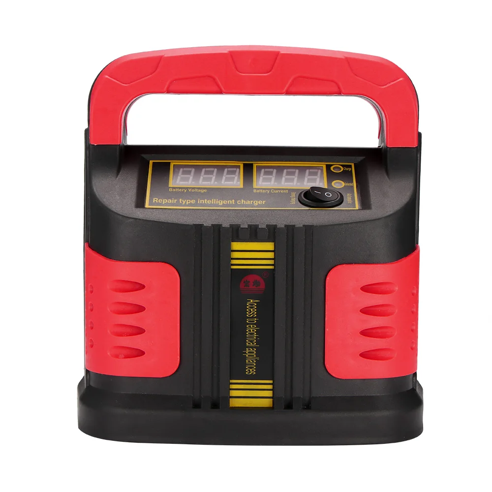 15A 12V-24V Intelligent Pulse Repair Charger Car Battery Charger Lead-acid Battery Charger with LCD Display for Car Motorcycle