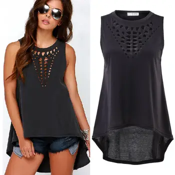 

HOT Sale Women Retro Sexy Casual Hollow Sleeveless Loose Summer T Shirt Top