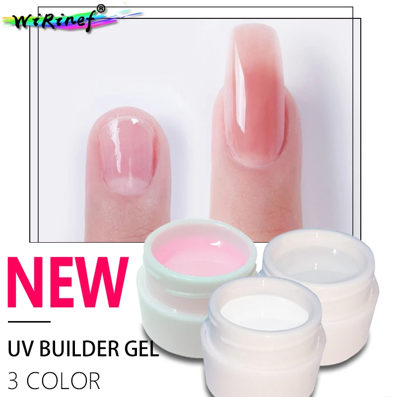 

WiRinef Nails Manicure 3 Colors UV Builder Gel Uv LED Lamp Extension Fingernails Gel 8ml Lacquer Nail Polish Glue