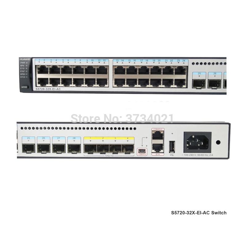 Коммутатор Huawei 24 порта sfp S5720 32X EI AC 24x10/100/1 000 Base T 4x100/1 X SFP 4x10 Gig + huawei