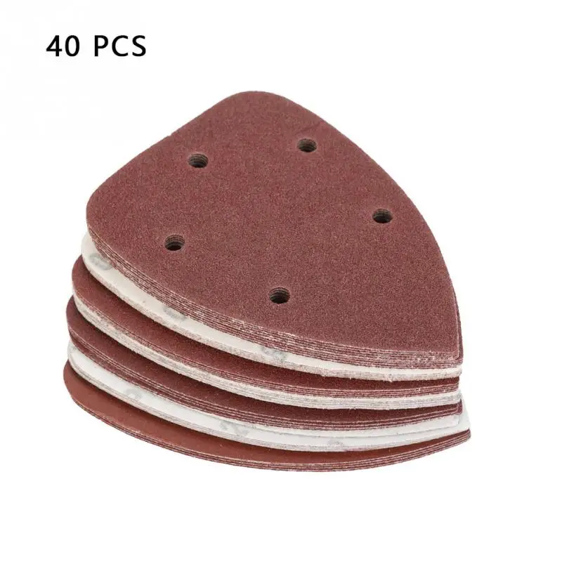 

40PCS 140mmx90mm Triangular Abrasive Sandpaper 60 80 120 240 Grit Sand Papers with 5 Holes