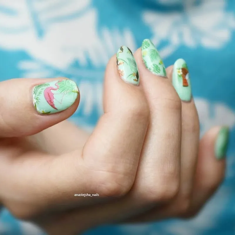 Водяной знак для ногтей BeautyBigBang 1 шт. ананасовый дизайн в форме листьев DIY наклейка
