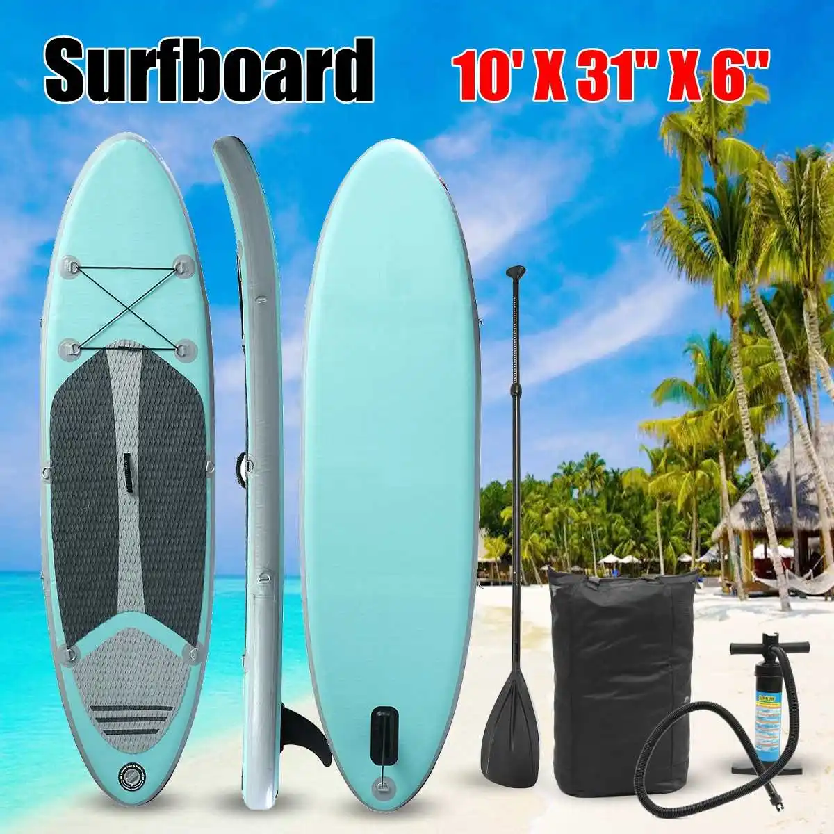 

Inflatable Surfing Board Soft Surfboard Stand Up Paddle W/ Package 112x31x6inch 120kg Load Bearing