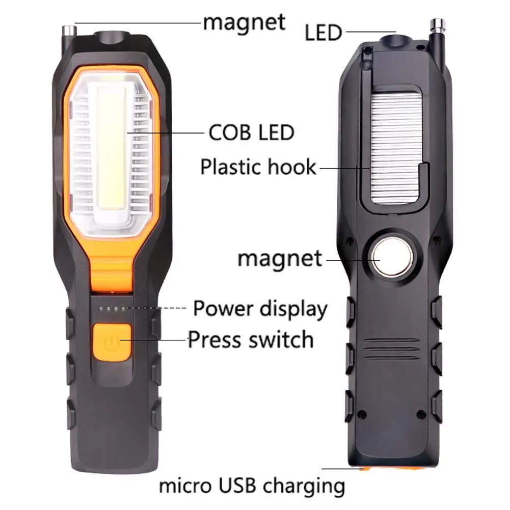 T6 1000 Lumens Multifunction 3 in 1 COB+ LED 180 Rotation Workshop Torch Lamp With Magnet Folding Design