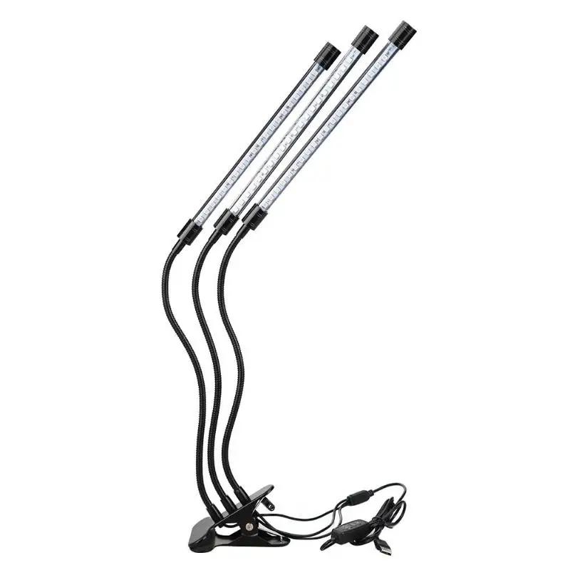 

7W USB 60LED Plant Growth Lamp Dimmable Timer Three Head Hydroponics Greenhouse Plants Grow Lights