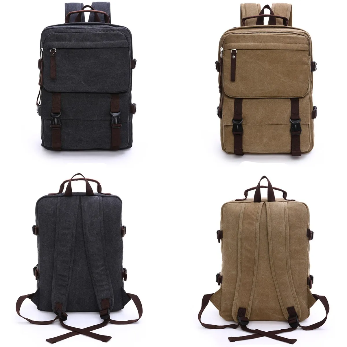 

Men Vintage Canvas Large Army Backpack Laptop School Outdoor Hinking Travel Bag 29.5x11x42cm