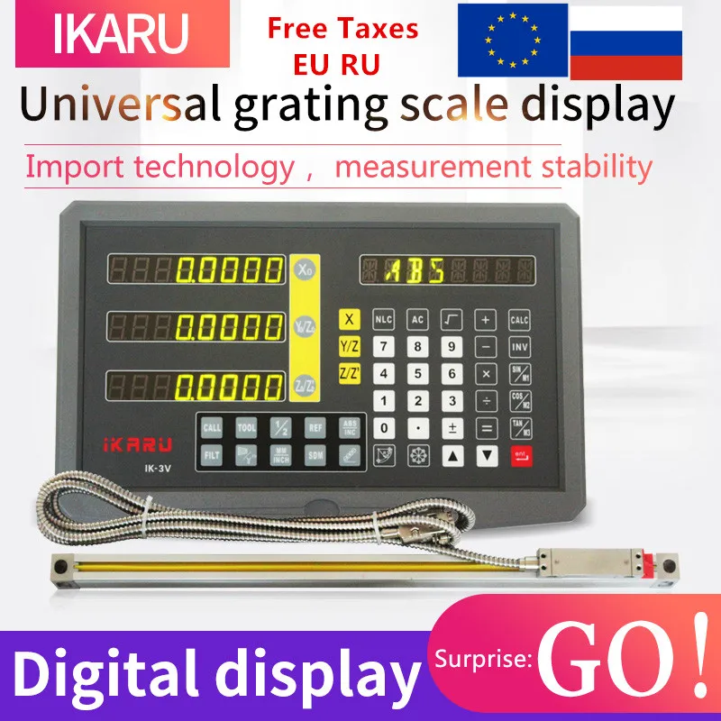 

IRKARU DRO complete dro kit 3 axis digital readout display IK-3V with FTN5 3 pcs 5u linear scales/encoder/sensor 2" to 40"