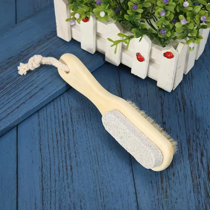 Body Brush Wood Handle Pumice Stone Foot Brush Scrubber Feet Exfoliating Dead Skin Remover Massage Brush Foot Care 5