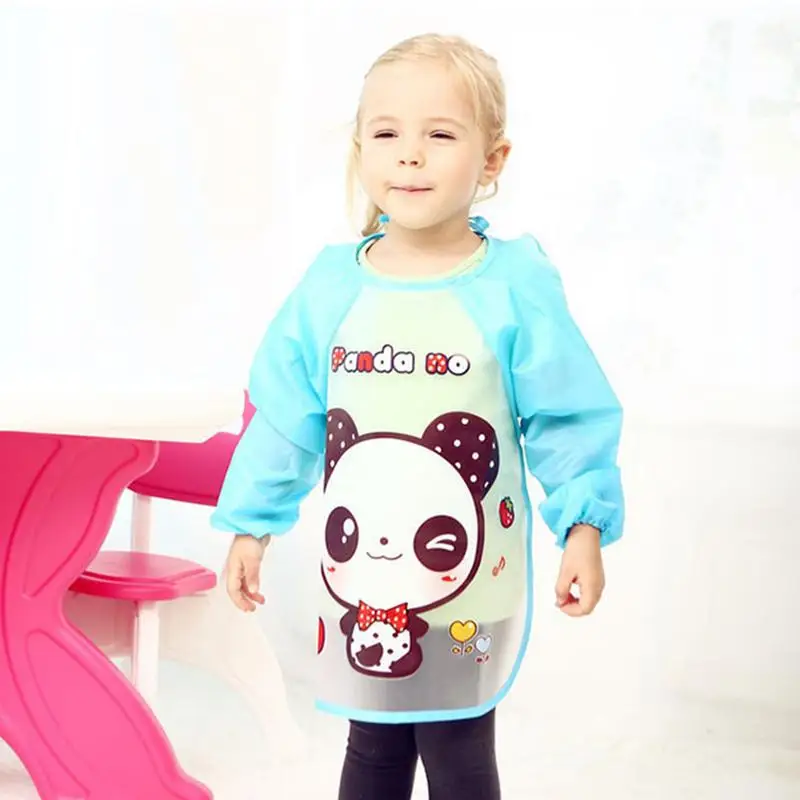 Waterproof Robe Newborn Bibs Reverse Wearable Clothes Easy To Wash Cartoon Animal Cute Babies' Robe Smock Gown Random Color