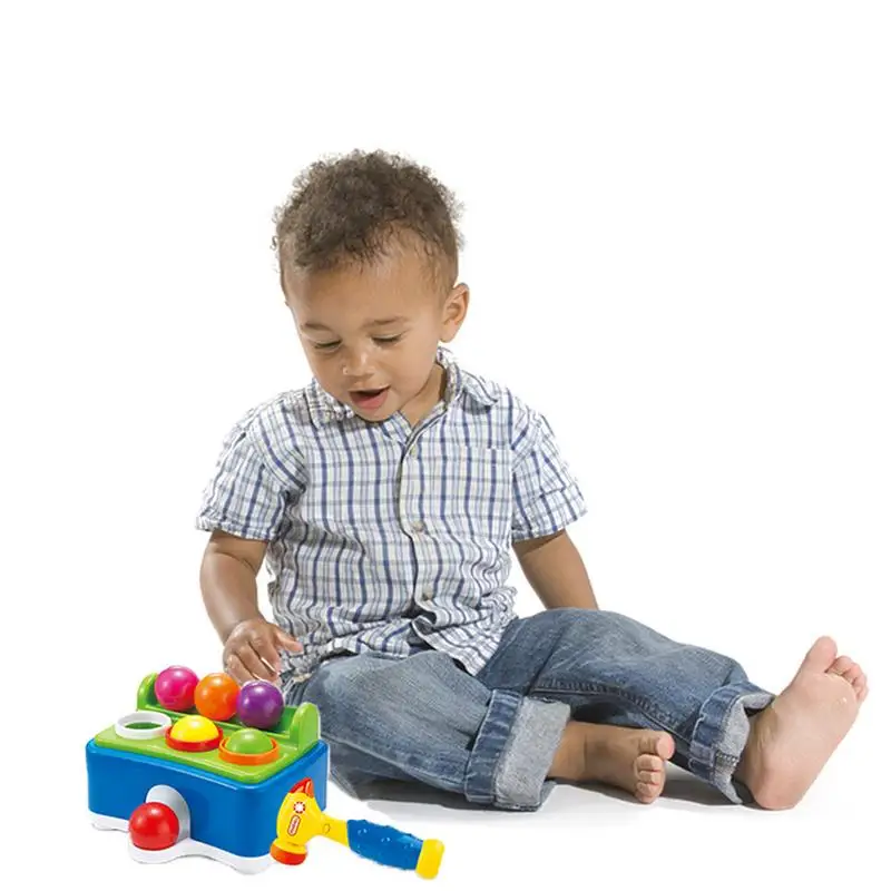  Children Music Enlightenment Table Ball Pounding Toy Music Educational Toy With Hammer Colored Ball